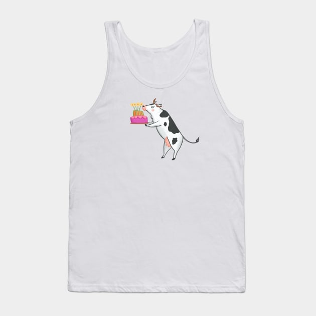 Cow with Cake Tank Top by Das Brooklyn